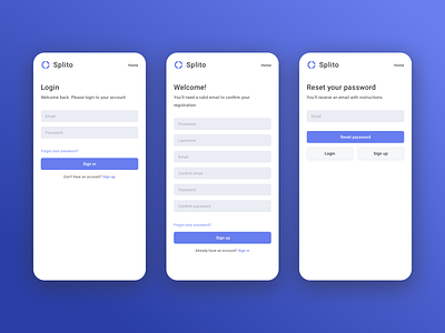 Mobile Sign up & Login | Splito