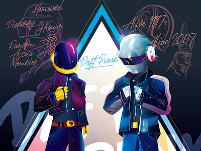 Daft Punk adobe adobeillustrator art artist artwork daftpunk design digitalart digitalillustration drawing fanart graphic design illustration illustrator music poster vector vectorart