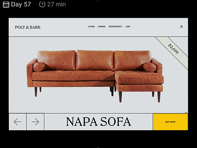 Daily UI 057 • "NAPA SOFA" agency animation branding company website daily ui e-commerce figma furniture home page landing page latimer motion poly bark product page typography ux vintage web web design