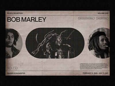 people in history — BOB MARLEY agency black and white bob marley branding brutalism daily ui editorial graphic design grid history landing page layout motion graphics music newspaper poster texture typography web web design