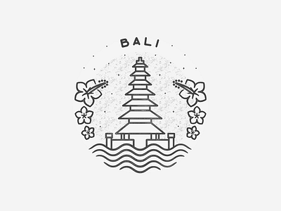 Bali asia badge bali black and white city flower hand drawn icon indonesia landmark simple texture