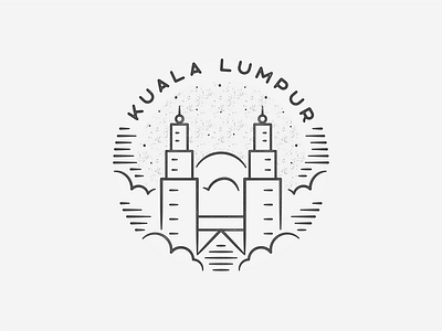 Kuala Lumpur asia badge black and white building city cloud hand drawn kuala lumpur landmark malaysia simple texture