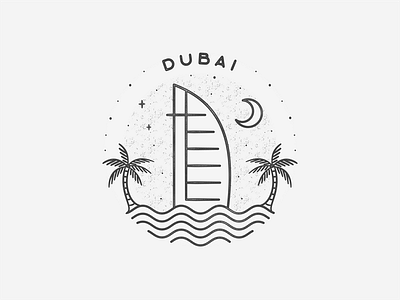 Dubai badge beach black and white building city dubai landmark middle east simple texture travel