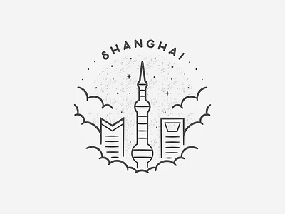 Shanghai asia badge beach black and white building china city landmark shanghai simple texture travel