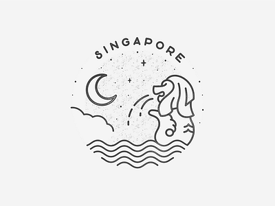 Singapore asia badge black and white building city landmark logo simple singapore texture travel
