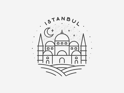 Instanbul badge black and white city hand drawn icon istanbul landmark minimal simple texture travel turkey