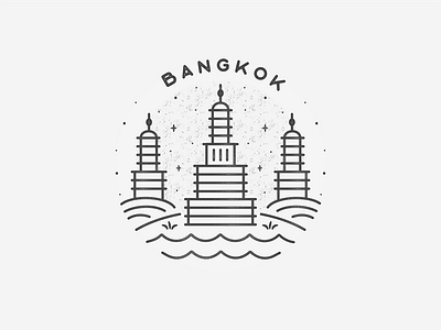 Bangkok asia badge bangkok black and white city hand drawn icon landmark simple texture thailand travel