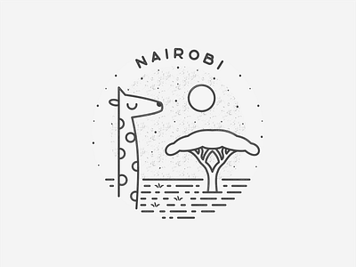 Nairobi africa badge black white city giraffe logo nairobi safari simple travel