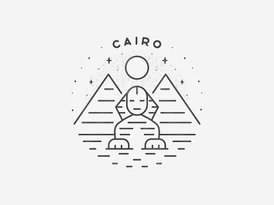 Cairo africa badge black white cairo circle city desert egypt icon landmark line art pyramid simple sphynx travel