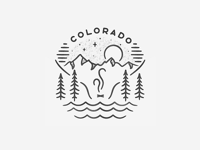 Colorado badge black and white building city colorado denver hand drawn illustration landmark mountains nature rocky mountains rustic simple texture travel tree