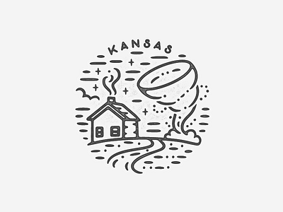 Kansas badge cabin city farm house icon kansas landmark logo simple storm texture tornado travel weather wizardofoz world
