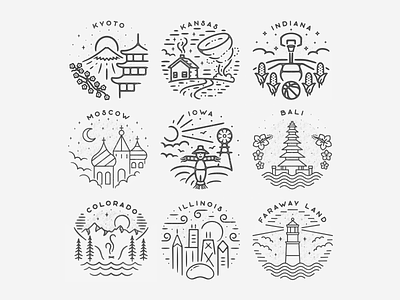 Best of 2018 2018 badge badge design best 9 circle city illustration landmark logo minimal simple texture top 9 travel