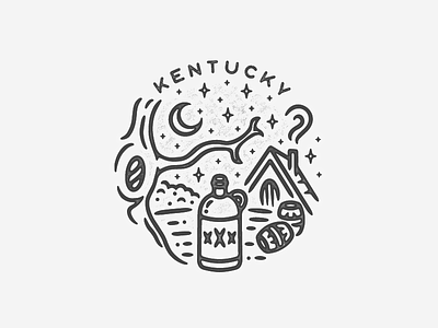 Kentucky alchohol badge beer black and white bourbon city hand drawn icon illustration kentucky landmark line art liquor logo minimal moonshine nature simple texture travel