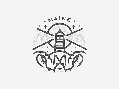 Maine america badge beach city illustration landmark lighthouse lobster logo maine minimal moon national park nature northeast simple stars tattoo texture travel