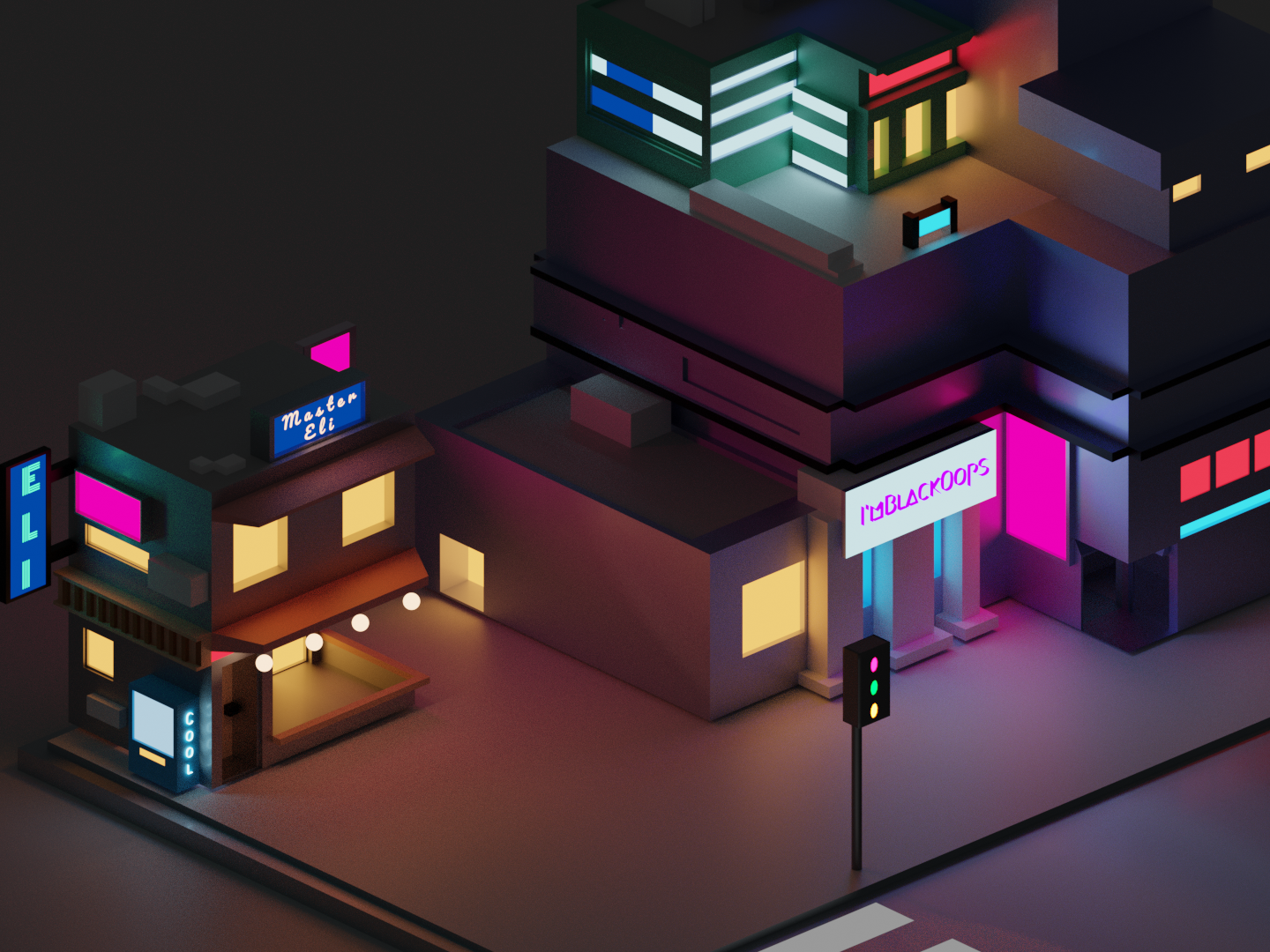 Low poly cyberpunk city фото 82