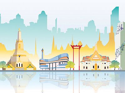 Bangkok bangkok bright cityscape color illustration thailand vector