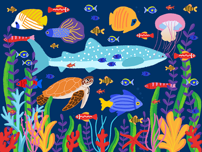 Underwater World animation design illustration typography