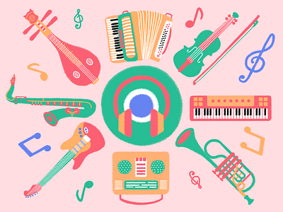 Musical Instruments design icon illustration logo typography ui