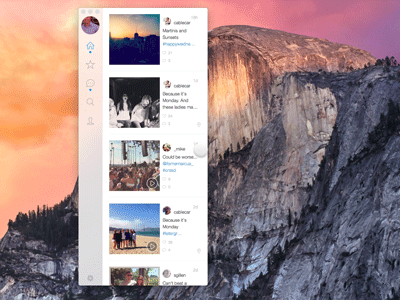 Photoflow Accounts Drawer animated app apple blur instagram interface light mac os x ui ux yosemite