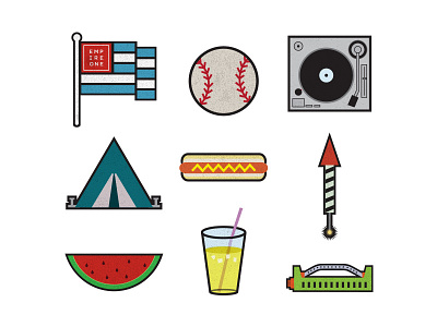 Summer 4th of july fun icons summer vector