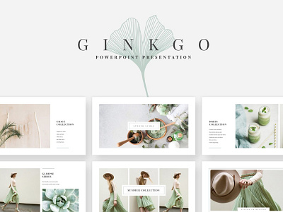 Ginkgo PowerPoint Presentation brand chic color elegant fashion feminine green minimal portfolio powerpoint powerpoint design powerpoint presentation powerpoint template powerpoint templates presentation presentation design presentation template presentations professional shop