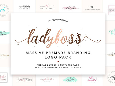 FLASH SALE! Ladyboss Premade Logos branding creator feminine girlboss ladyboss logo creator logos modern premade premade logos templates