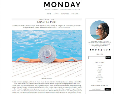 Monday - Pre-made Blogger Template - FREE Download blogger template blogger theme blogspot premade design blogspot template blogspot theme clean gray minimal template minimal minimal blogger template xml template