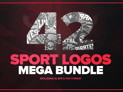 42 Sport logos MEGA BUNDLE baseball football hockey logo logo bundle logos logotype mega bundle soccer sport sport logos vector