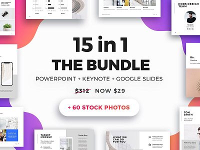 The Bundle + 60 Photos FREE Updates branding creative google slides keynote keynote template minimal minimalism powerpoint presentation pwoerpoint template simple templates