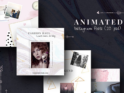 ANIMATED Instagram Posts -Boho chic animated animated instagram posts animation boho chic clean feminine gold instagram photoshop posts templates watercolor