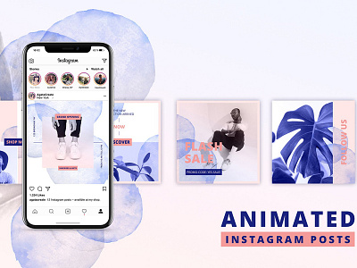 ANIMATED Instagram Posts – Bold animated animated instagram posts boho chic clean gold instagram media photoshop posts social templates watercolor