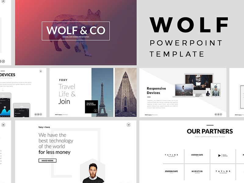 wolf minimal powerpoint templatetemplates - dribbble wolf minimal powerpoint templatetemplates - dribbble, Minimal Presentation Template, Presentation templates