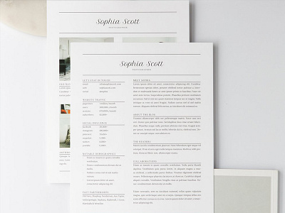 Sophia Media Kit + Resume ( FREE Download ) blog design blogger media kit brand kit branding fashion blog graphic designer media kit photographer media kit pitch kit presentation resume templates