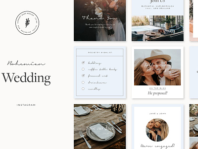 Bohemian Wedding Social Pack ( FREE Download ) blogger bohemian boho handwritten instagram instagram template script font social media template templates wedding wedding blog