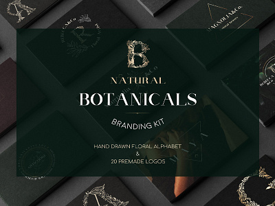 Natural Botanicals-Branding Kit alphabet botanical branding branding kit floral floral alphabet logo design monogram natural templates vector wedding