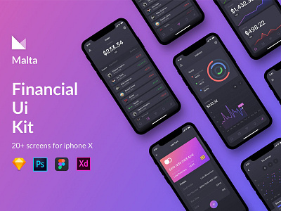 Malta financial app ui kit android app apps design finance ios kit pack mobile modern design ui ui kit ux