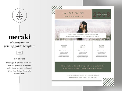 Meraki - Pricing Guide Template clean flyer meraki minimal modern photography price guide price list pricing guide pricing guide template template templates