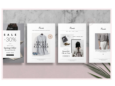 4 Fashion Postcard Flyers • Renée ad template creative elegant elegant template fashion postcard flyers feminine feminine template newsletter template postcard flyers psd template template