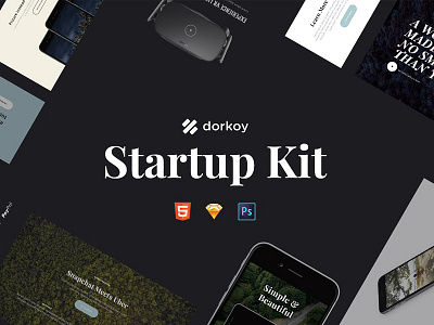 Dorkoy Startup Kit + Freebie builder bundle dorky startup kit landing page mock up mockup portfolio social media startup kit ui website wordpress