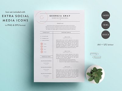 Resume Template 3 Page | CV Template cover letter cover letter template cv template icons modern resume template professional cv template resume template template templates