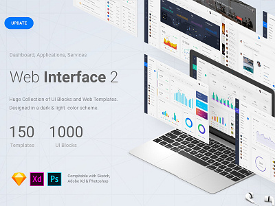Web Interface 2, Sketch, XD, PSD calendar interface marketplace music psd sketch sketch libraries task web web interface xd
