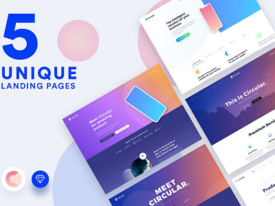 Circular Unique Landings agency app circular unique landings landing page pack startup template ui kit unique landing pages web design web elements website