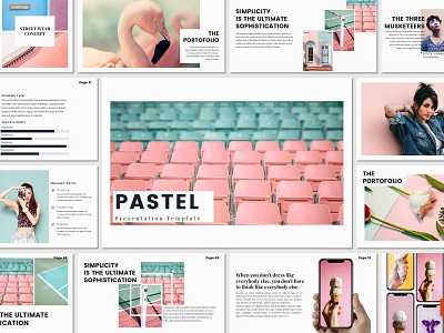 PASTEL - Powerpoint Template clean creative fashion lookbook material modern monochrome pastel powerpoint template stylish trending unique