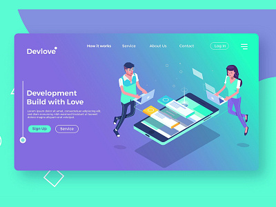 Software Developer - Landing Page banner business concept development illustration landing landing page software developer strategy technology web app website