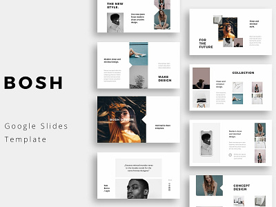 BOSH - Google Slide Template brochure creative ebook fashion female google slide google slide template icons infographics magazine minimal minimalism mockup presentation showcase stylish template trendy unique vector