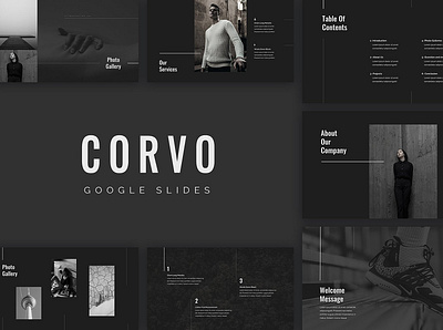 Corvo Google Slides Presentation business clean corporate corvo creative elegant fashion google slide google slides minimal modern photography presentation presentations professional proposal template