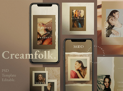 Creamfolk - Social Media Template blog blogger cream folk instagram instagram post instagram post template instagram posts instagram stories instagram story instagram story template instagram template modern posts social media social media pack social media template social media templates stories template