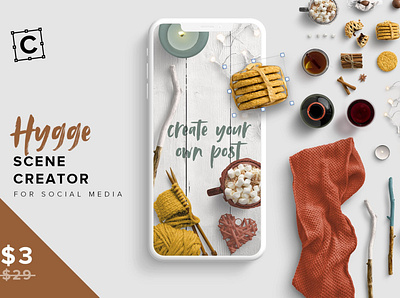 Hygge Scene Creator for Instagram design hygge scene creator instagram instagram banner instagram mockup instagram post instagram posts instagram posts template instagram stories instagram stories pack instagram stories template instagram story instagram story template instagram template instagram templates isolated objects mockup scene creator scene design scene generator