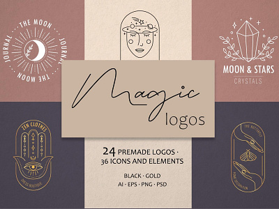 Magic logo black clean gold golden icon icons logo design logo template logos magic magic logo magic logos modern mystic mystic logo mystic logos template vector zodiac logo zodiac sign