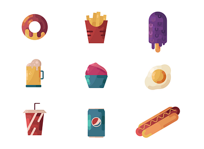 Food icons adobe beer cake cocacola donut egg french fries hotdog icecream icon icons illustration illustrator pepsi sticker vector web webdesign